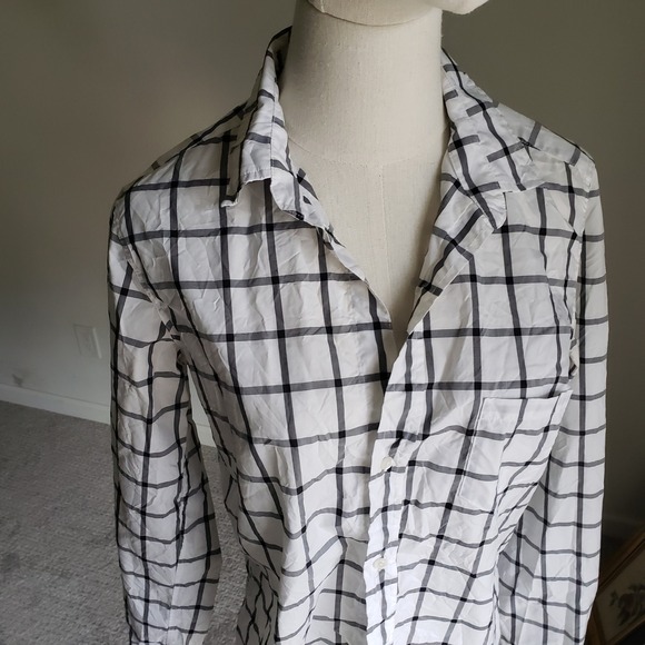 Frank & Eileen Barry Button Down Shirt Plaid Checkered Long Sleeve Top Medium - Picture 3 of 12